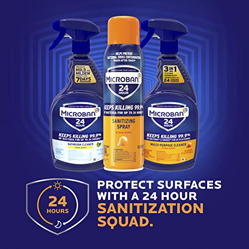 Microban Disinfectant Spray, 24 Hour Sanitizing and Antibacterial Spra