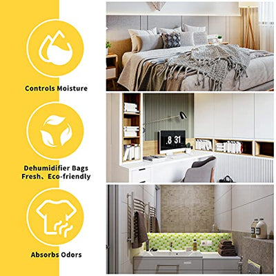 ZSZMFH 15 Pack Moisture Absorber & Max Odor Eliminator Hanging Bag, Charcoal Smell Remove Damp Musty Smell,Hanging Closet Dehumidifier Bags with 25g of Activated Charcoal (220g/pack)