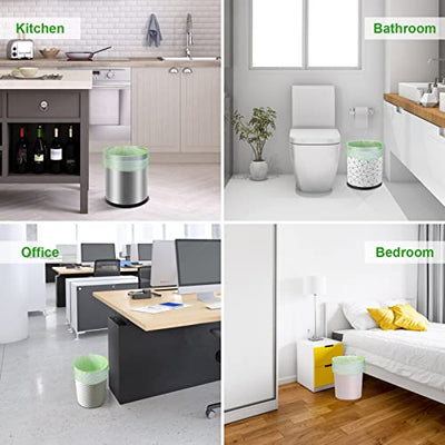 Small Trash Bags 4-6 Gallon, Inwaysin 200 Count Biodegradable Trash Bags 4 Gallon, Extra Strong Small Garbage Bags Unscented, Size Expanded, Green, for Bathroom Bedroom Office Kitchen Trash Can