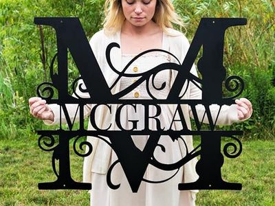 Custom Metal Signs | Metal Name Sign | Metal Wall Art | Split Letter Monogram Wall Decor | Metal Wall Art Last Name Sign | Family Name Sign | Personalized Wedding Gift | Metal Art | Outdoor Metal Sign