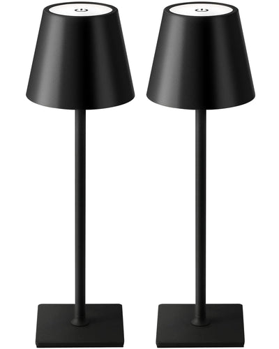 KDG 2 Pack Cordless Table Lamp,Portable LED Desk Lamp, 5000mAh Battery Operated, 3 Color Stepless Dimming Up, for Restaurant/Bedroom/Bars/Outdoor Party/Camping/Coffee Shop Night Light(Black)