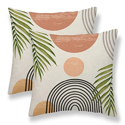 Boho Pillow Covers 18x18 Set of 2, Mid Century Modern Throw Pillow Covers Summer Outdoor Abstact Sunset Decor Cushion Case for Bed Couch Sofa Home Decorative