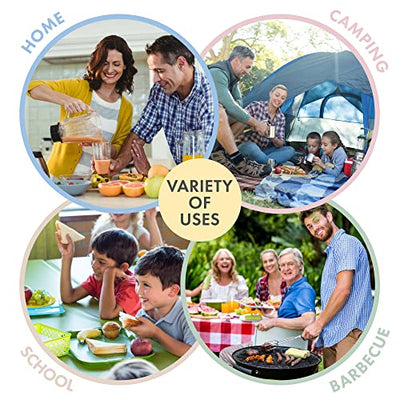 FOODLE Wheat Straw Dinnerware Sets for 4 - Lightweight & Unbreakable Dishes - Microwave & Dishwasher Safe - Perfect for Camping, Picnic, RV - Kids Plates and Bowls Sets - College Dorm Room Essentials