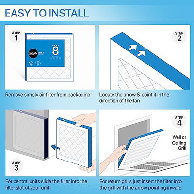 Simply by MervFilters 16x20x1 Air Filter, MERV 8, MPR 600, AC Furnace Air Filter, 6-Pack