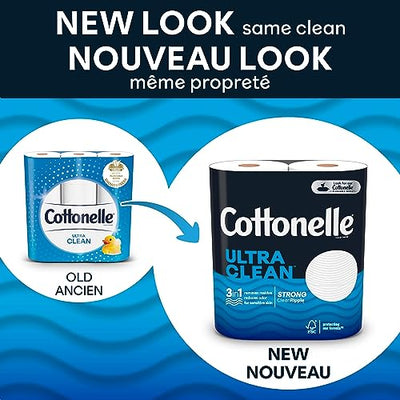 Cottonelle Ultra Clean Toilet Paper with Active CleaningRipples Texture, Strong Bath Tissue, 24 Family Mega Rolls (24 Family Mega Rolls = 132 Regular Rolls) (4 Packs of 6), 388 Sheets per Roll