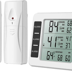 (UPGRADED) AMIR Refrigerator Thermometer, Wireless Indoor Outdoor Freezer Thermometer, Sensor Temperature Monitor with Audible Alarm Temperature Gauge for Kitchen, Freezer, Home (Battery not Included)