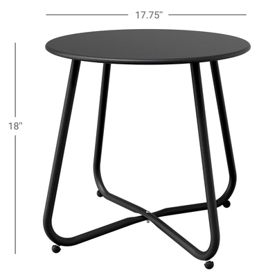 Grand patio Outdoor Side Table, Weather-Resistant Metal Round Side Table, Black Patio End Table with Adjustable Feet, Small Accent Side Table for Balcony, Porch, Living Room