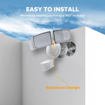 LUTEC 72W 6300LM LED Security Lights Motion Sensor Light Outdoor, 5000K Daylight, IP65 Waterproof, Dusk to Dawn, 3 Head Motion Detected Flood Light for Garage, Yard, Porch(White)