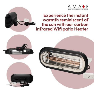 Amaze Electric Halogen Infrared Wifi Patio Heater 1500w with Smart WIFI Plug for Outdoor, Indoor, Patio, Backyard, and Garage heater