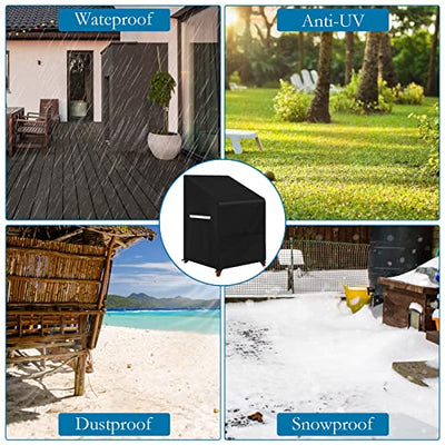 Stacking Outdoor Chair Cover Waterproof UV-Resistant Outdoor Patio Furniture Covers Stacked Chair Covers, Lounge Chair Covers Outdoor Stack Chairs for All Weather Protection, Black, 33"L x 27"D x 48"H