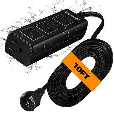 Outdoor Extension Cord Waterproof, Heavy Duty Extension Cord, Long Extension Cord, Outdoor Power Strip Waterproof Surge Protector, Water & Weather Resistant, Flame Retardant for Lawn & Garden 10FT