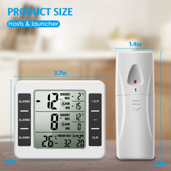 (UPGRADED) AMIR Refrigerator Thermometer, Wireless Indoor Outdoor Freezer Thermometer, Sensor Temperature Monitor with Audible Alarm Temperature Gauge for Kitchen, Freezer, Home (Battery not Included)
