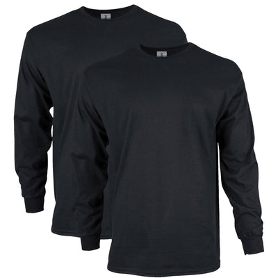 Gildan Men's Ultra Cotton Long Sleeve T-Shirt, Style G2400, Multipack, Black (2-Pack), Large