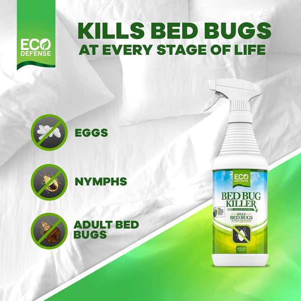 Eco Defense Bed Bug Killer - USDA Biobased Dust Mite Spray Natural Rep ...