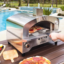 BIG HORN OUTDOORS Gas Pizza Oven, Portable Propane Pizza Oven with 13 inch Pizza Stone, Stainless Steel Pizza Maker for Outdoor Cooking