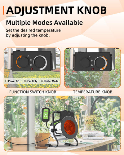 tectake Greenhouse Heater with Digital Thermostat, 1500W Outdoor Heaters for Patio, Overheat Protection & 3S Fast Heating, Electric Space Heater for Patio, Garage, Greenhouse, Grow Tent, Flower House