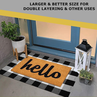 EARTHALL Buffalo Plaid Outdoor Rug 27.5x43 Hand-Woven Front Door Mat, Machine Washable for Outdoor, Layered Mats for Front Porch/Farmhouse, Decor, Spring