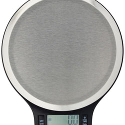 Amazon Basics Digital Kitchen Scale with LCD Display, Batteries Included, Weighs up to 11 pounds, Black and Stainless Steel