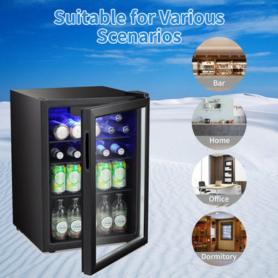 Antarctic Star Mini Fridge-95 Can Beverage Refrigerator Wine Cooler Clear Front Glass Door Small Drink Touch Screen for Soda Beer Bar Office Home 2.6 cu.ft……