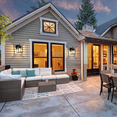 MATAMEYE Outdoor Wall Lantern, Exterior Waterproof Wall Sconce Light Fixtures, Black Front Door Wall Lighting with Clear Beveled Glass Shade, 2 Pack