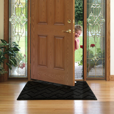 hicorfe Indoor Doormat,Front Back Door Mat Rubber Backing Non Slip Mats 20"x31.5" Absorbent Resist Dirt Entrance Doormat Inside Floor for Entryway Washable Low-Profile (Black)