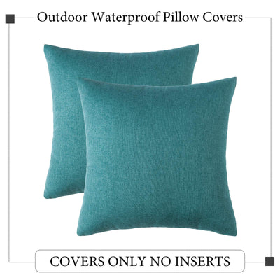 Woaboy Set of 2 Outdoor Waterproof Throw Pillow Covers Decorative Farmhouse Pillowcase Solid Cushion Cases for Bed Sofa Couch Car Living Room Turquoise 18x18 inch