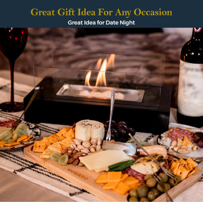 ROZATO Tabletop Fire Pit with Smores Maker Kit Portable Indoor/Outdoor Mini Small Fireplace Table Top Decor Home Patio Balcony Gifts for Women Mom Her Wedding Housewarming Birthday