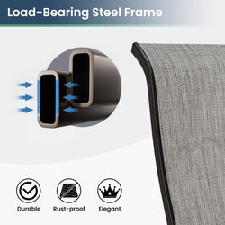 Amopatio Patio Swivel Chairs Set of 2, Outdoor Swivel Rocker Dining Chairs with All Weather Textilene High Back & Metal Frame, for Backyard Deck Lawn Garden, Light Gray