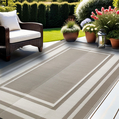 Outdoor Rugs 8x10 Waterproof for Patios Clearance,Plastic Straw Mats for Backyard,Porch,Deck,Balcony,Reversible,Geometric