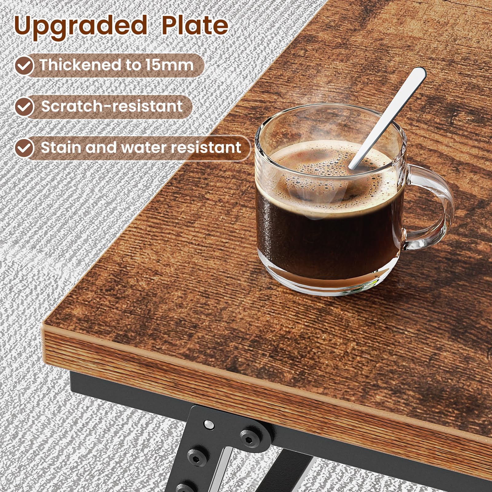 ALLSTAND Folding Coffee Table, Leg Latches Portable Sturdy Floor Table ...